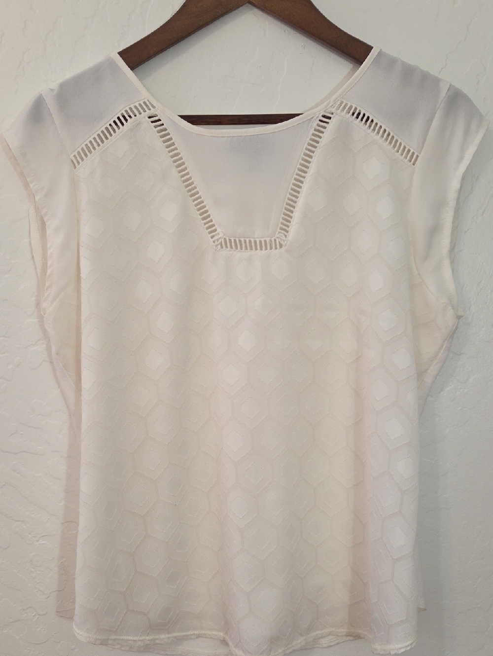 The Limited Cream Textured Short Sleeve Blouse